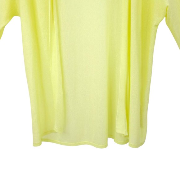 Chicos Open Front Cardigan Womens 1 US M/8 Semi Sheer 3/4 Sleeve Light Yellow - Picture 10 of 16